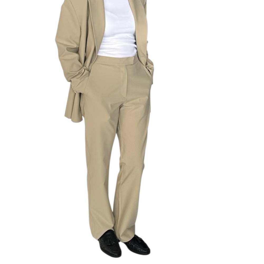 Djerf Avenue First Choice Pants Greige Tan Khaki Straight Leg Trousers sz Small